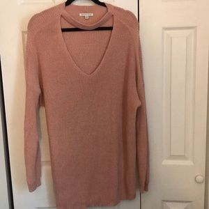 Pink tunic length sweater